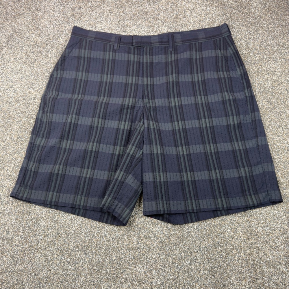 Patagonia Mens‎ 38 Plaid Organic Cotton Blend Shorts Grey Black Seersucker 10"
